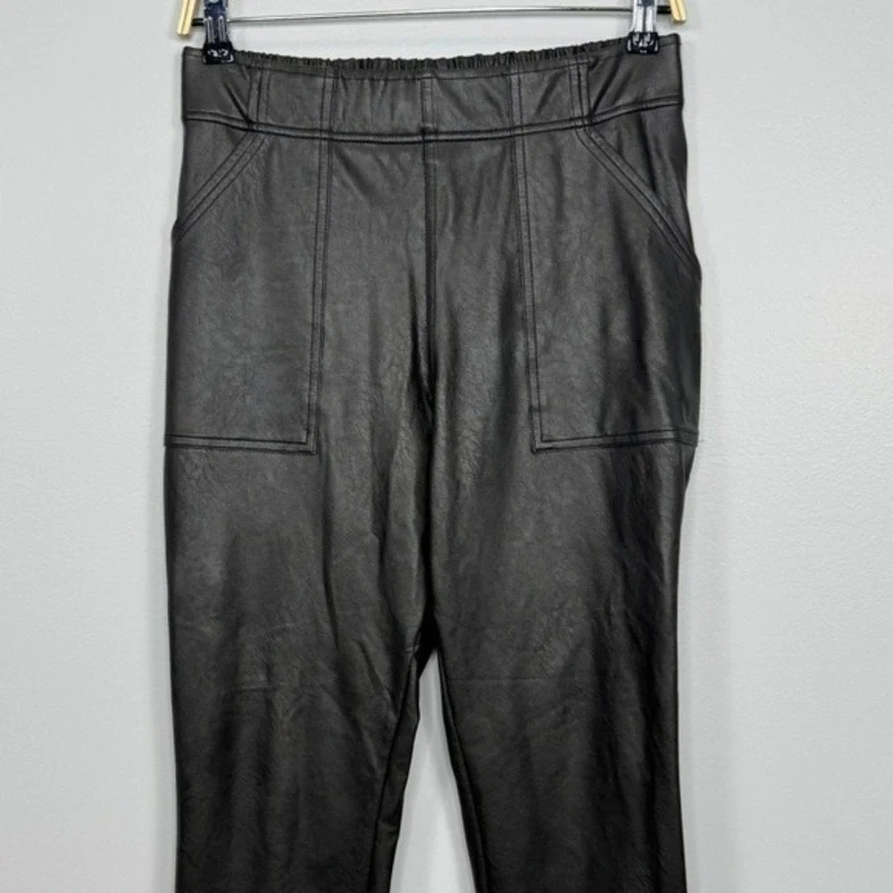 Spanx Faux Leather Jogger Pants Size Medium Black Pull On High Rise Casual Chic - Picture 4 of 11